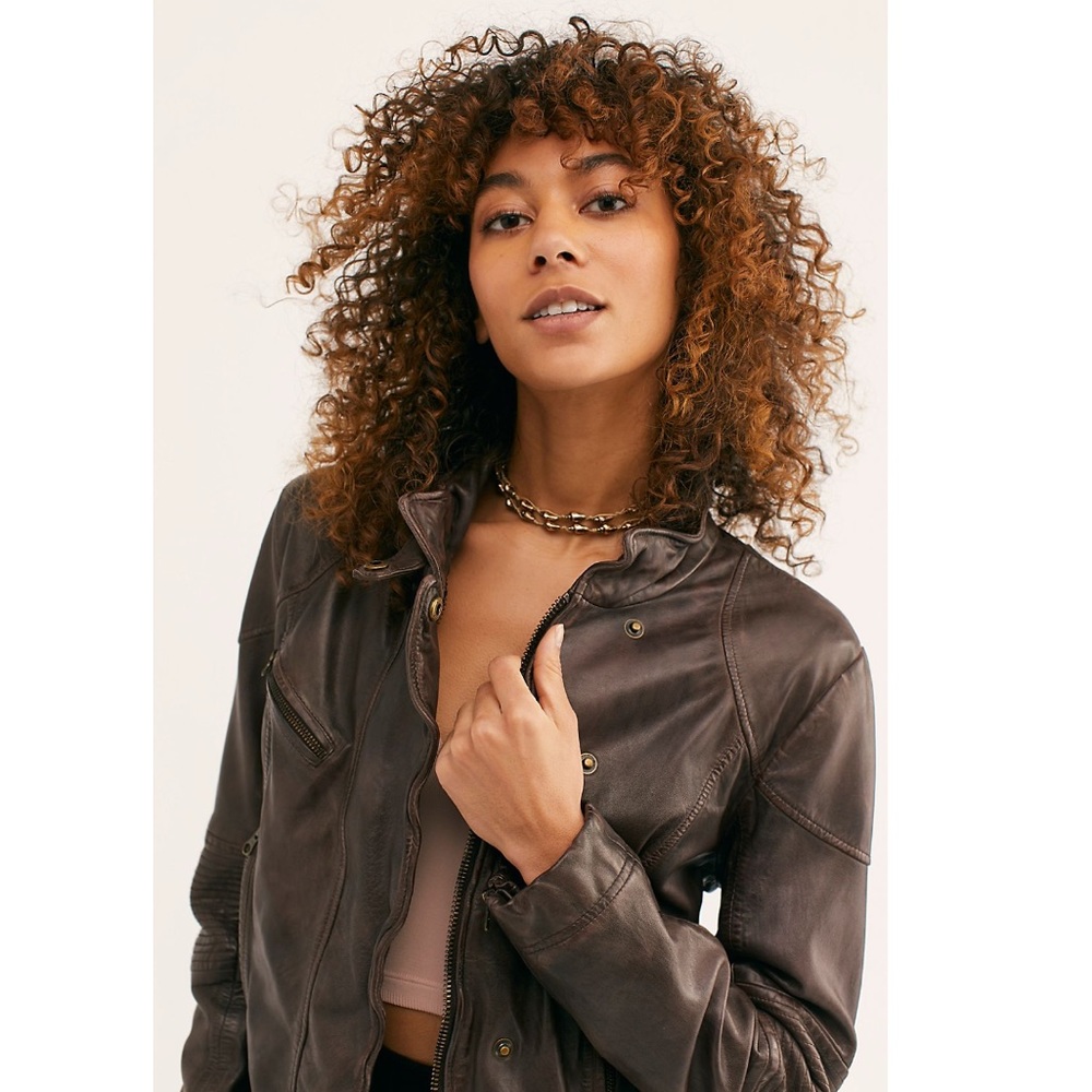 Free People Fitted And Rugged Leather Jacket - Picture 3 of 4